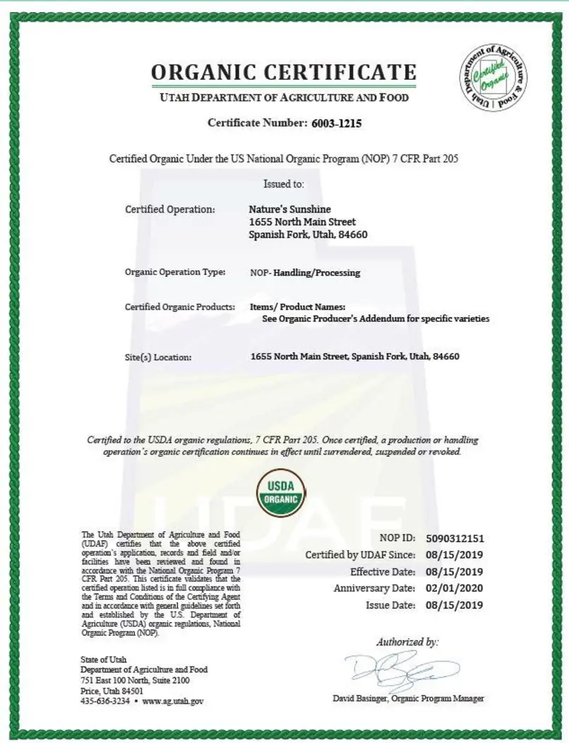 Controlul calității și certificarea suplimentelor alimentare Nature's Sunshine Products - 18